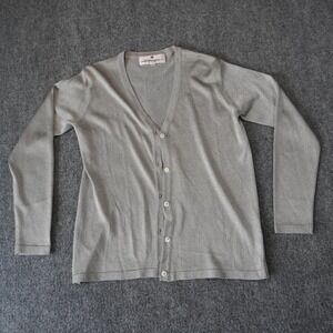 Saks Fifth Avenue Petite‎ Cardigan Sweater Gray Button Front Long Sleeve PP